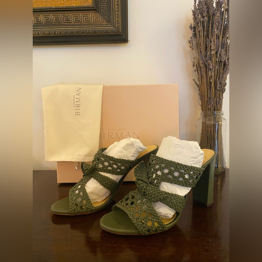 Alexandre Birman NWT and box/dust bag - size 39 Clarita Braided Mule 90 - Green